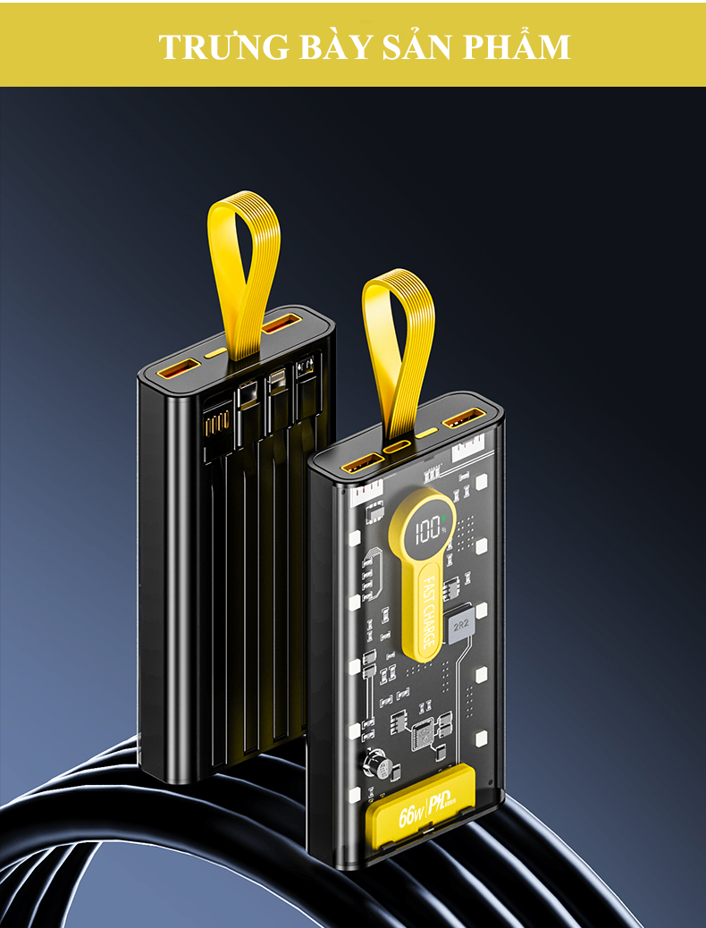 Mô tả Sạc Dự Phòng 120W 30000mAh Trong Suốt Tích Hợp 4 Cổng Sạc Tiện Lợi Sạc Siêu Nhanh Có Đèn LED - 7