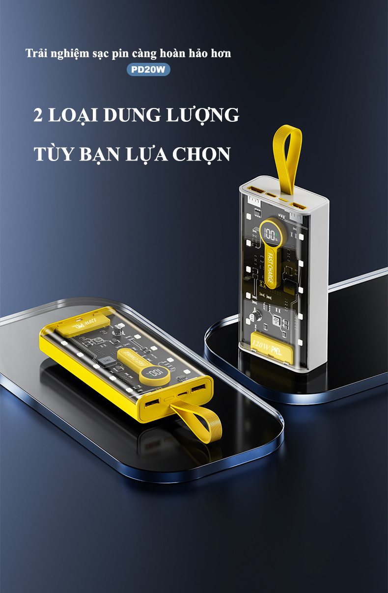 Mô tả Sạc Dự Phòng 120W 30000mAh Trong Suốt Tích Hợp 4 Cổng Sạc Tiện Lợi Sạc Siêu Nhanh Có Đèn LED - 3
