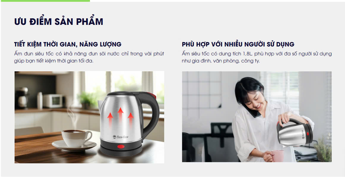 Ấm điện Rạng Đông RD-AST18ST3 đế xoay 360