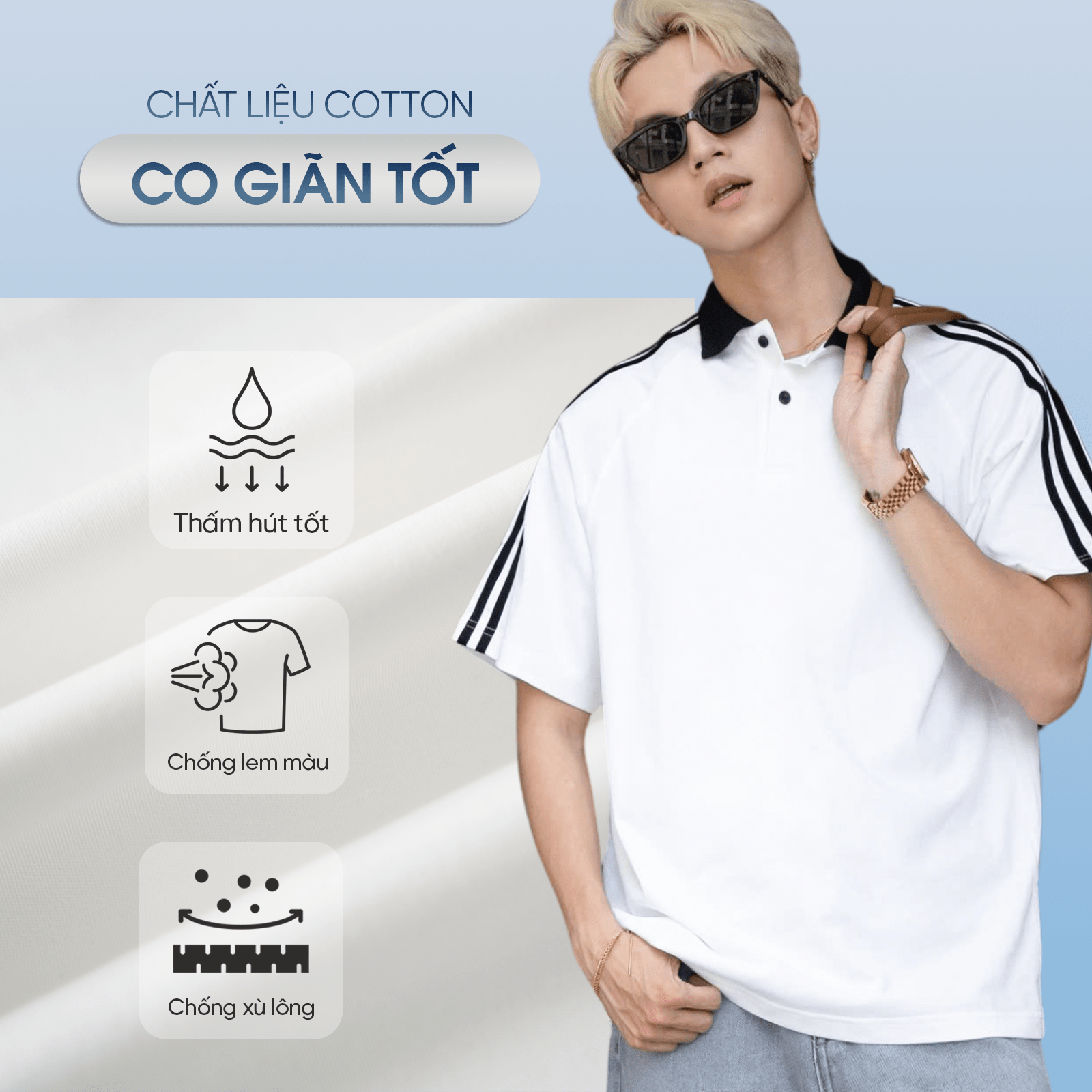 Áo thun polo nam SVAI phom rộng - Góc chụp 7