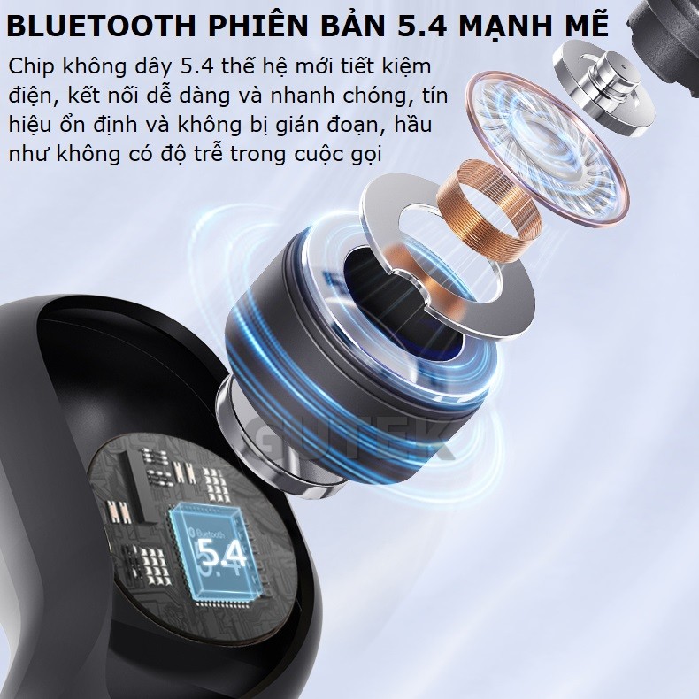 Mô tả Tai Nghe Bluetooth Không Dây Cài Tai Điện Thoại Bluetooth 5.4 Chống Nước Hifi Micro Khử Tiếng Ồn - Gutek JM15 - 1