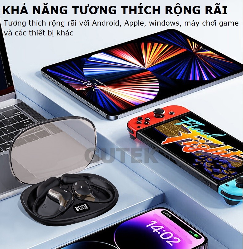 Mô tả Tai Nghe Bluetooth Không Dây Cài Tai Điện Thoại Bluetooth 5.4 Chống Nước Hifi Micro Khử Tiếng Ồn - Gutek JM15 - 7