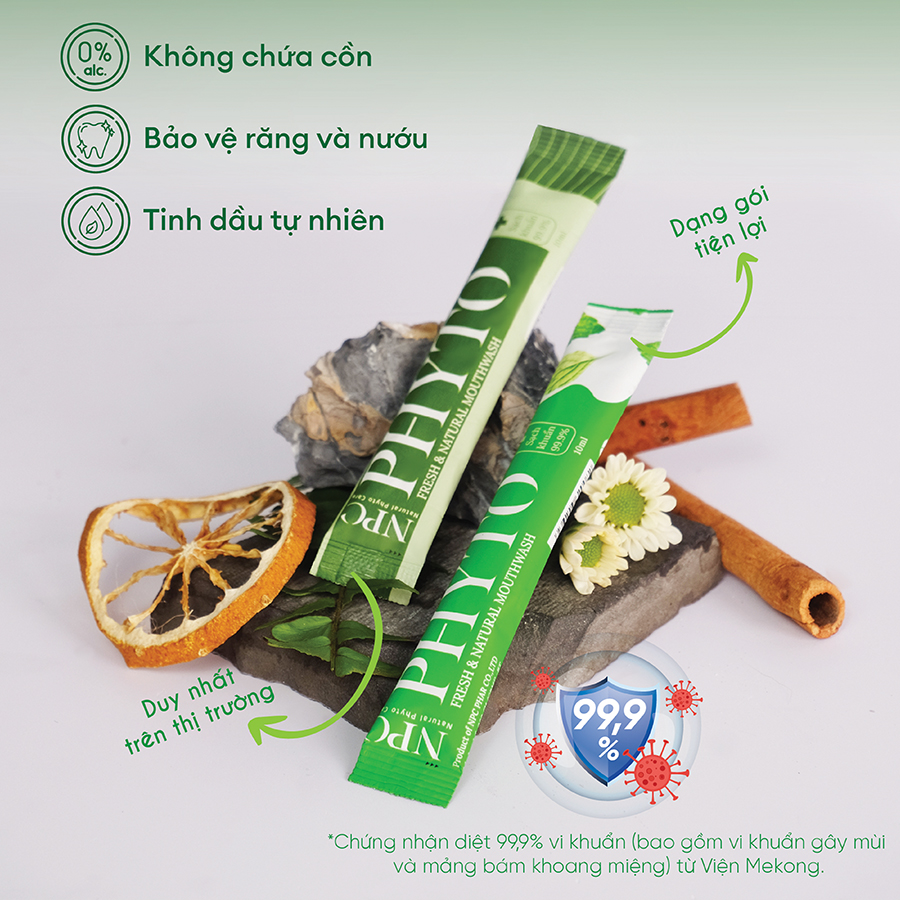 Mô tả COMBO 5-20 gói súc miệng Phyto làm sạch khử hôi miệng, tinh dầu cam 10ml/gói - NPC PHAR - 4