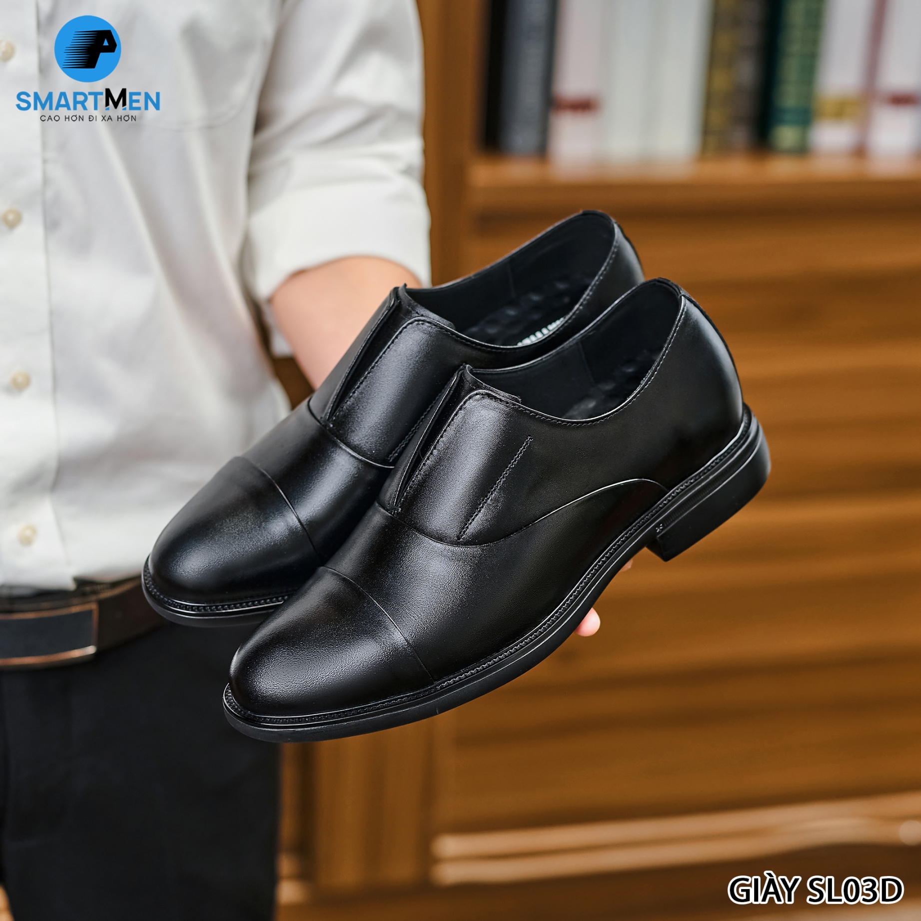 Mô tả Giày oxford không dây siêu nhẹ tăng chiều cao SmartMen SL-03 Đen - 1