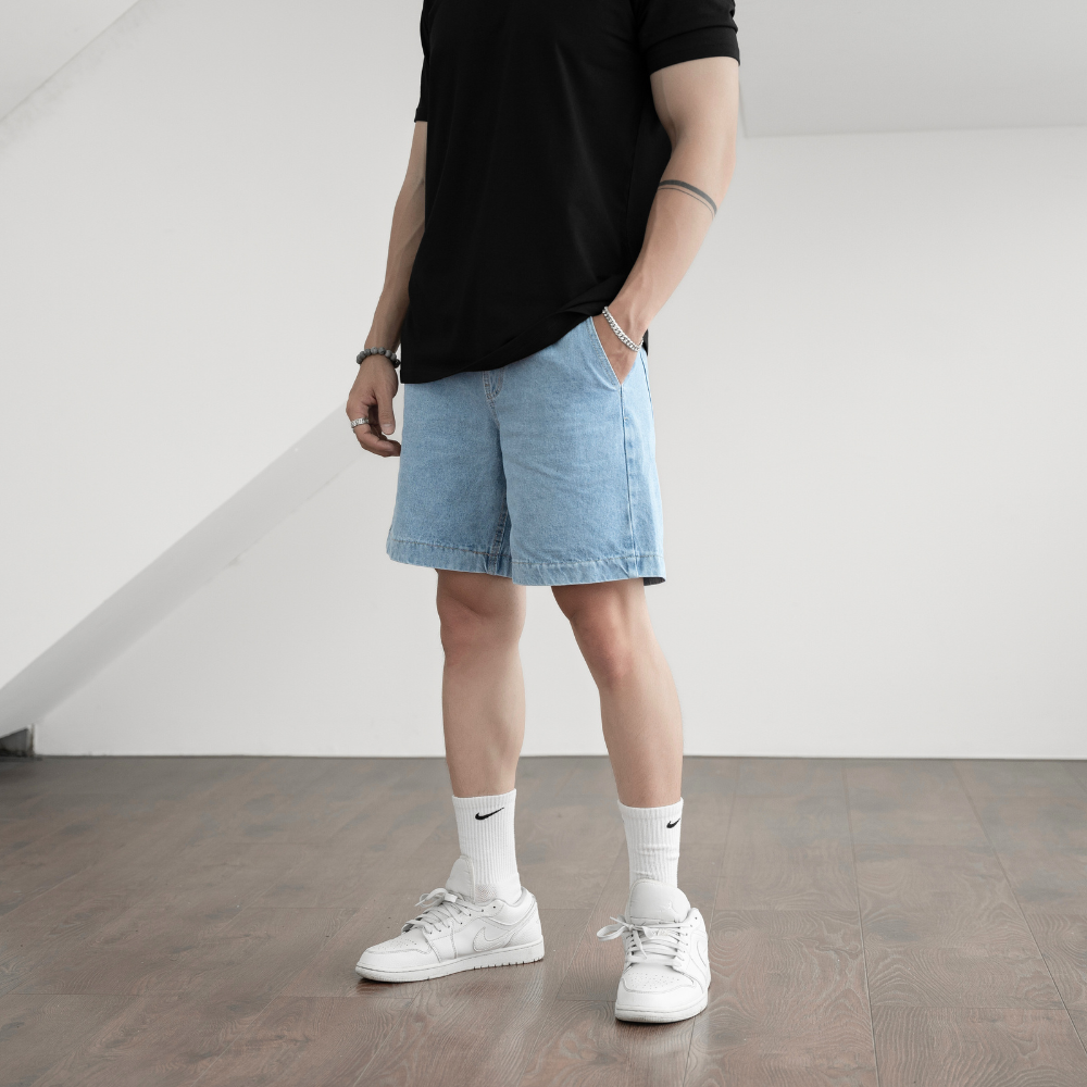 Mô tả Quần short jeans nam cao cấp BAMIHOME quần đùi Jean vải dày đẹp không bay màu dễ phối đồ QJ03 - 1