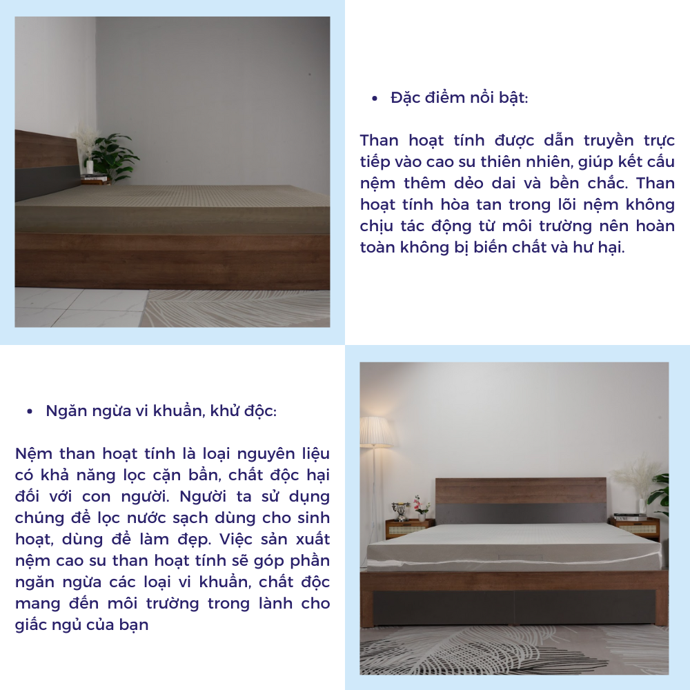 Mô tả Nệm Cao Su Hoạt Tính Aroma Grey, 100% Cao Su Thiên Nhiên, Kháng Khuẩn, Chống Nấm Mốc, Bảo Hành Xẹp Lún 10 Năm - 3