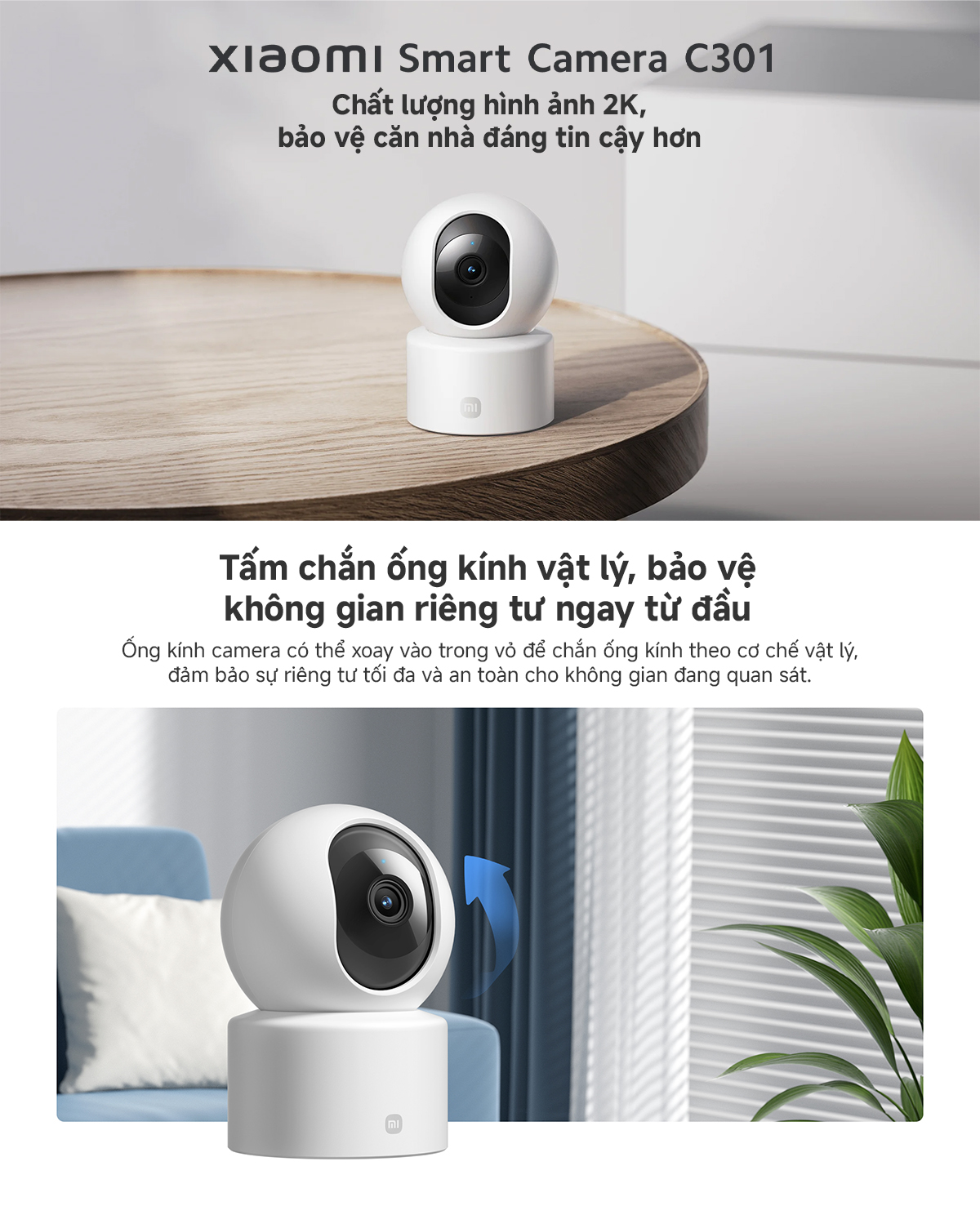 Mô tả Camera Giám sát Xiaomi Smart C301 2K, AI phát hiện con người, Bản quốc tế - Hàng Chính Hãng - 1