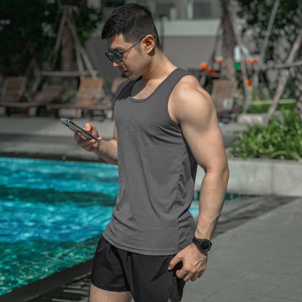 Mô tả Áo ba lỗ nam vải thun gân co giãn BAMIHOME áo tanktop nam tập gym thoáng mát sát nách ATT05 - 9