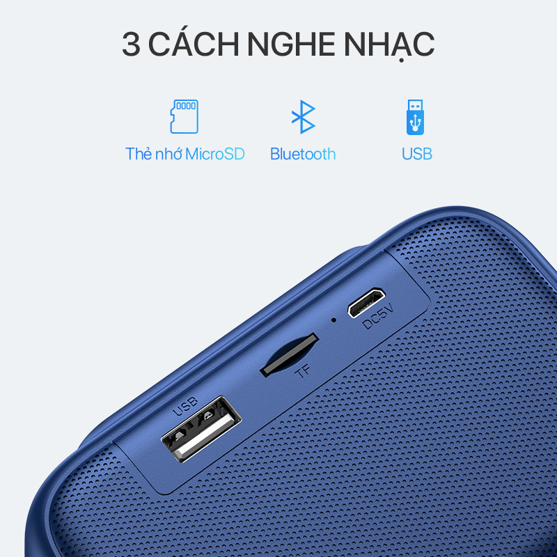 Mô tả Loa Bluetooth Mini 5.0 ROBOT RB100 5W - Pin Lâu, Hỗ Trợ Nghe Nhạc Bằng Thẻ Nhớ TF & USB - 3