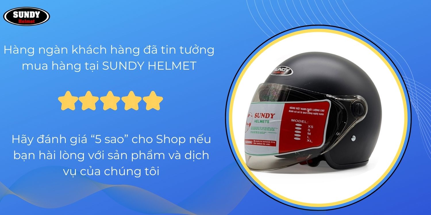 Mô tả Mũ bảo hiểm chụp tai 3/4 đầu có kính SUNDY Helmets HP03K, Freesize 56-58cm an toàn, thời trang cho cả nam và nữ - 4