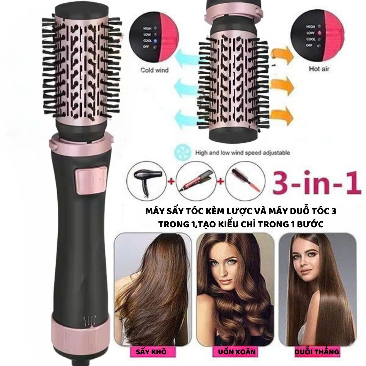 Mô tả Lược điện chải tóc ENZO 756, lược điện uốn cụp tạo kiểu đa năng, bảo hành 5 năm - 2