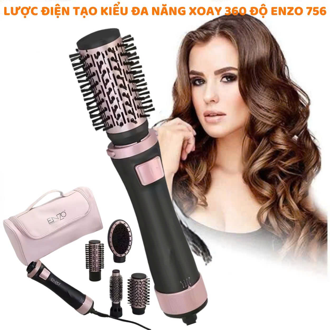 Mô tả Lược điện chải tóc ENZO 756, lược điện uốn cụp tạo kiểu đa năng, bảo hành 5 năm - 4