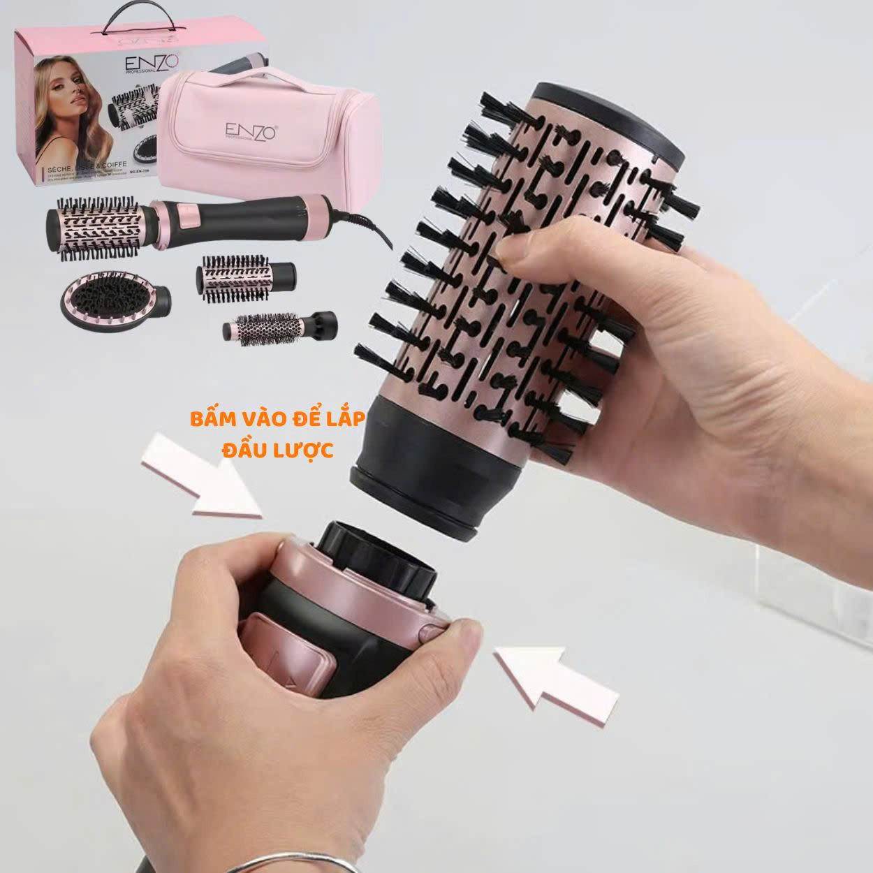 Mô tả Lược điện chải tóc ENZO 756, lược điện uốn cụp tạo kiểu đa năng, bảo hành 5 năm - 7