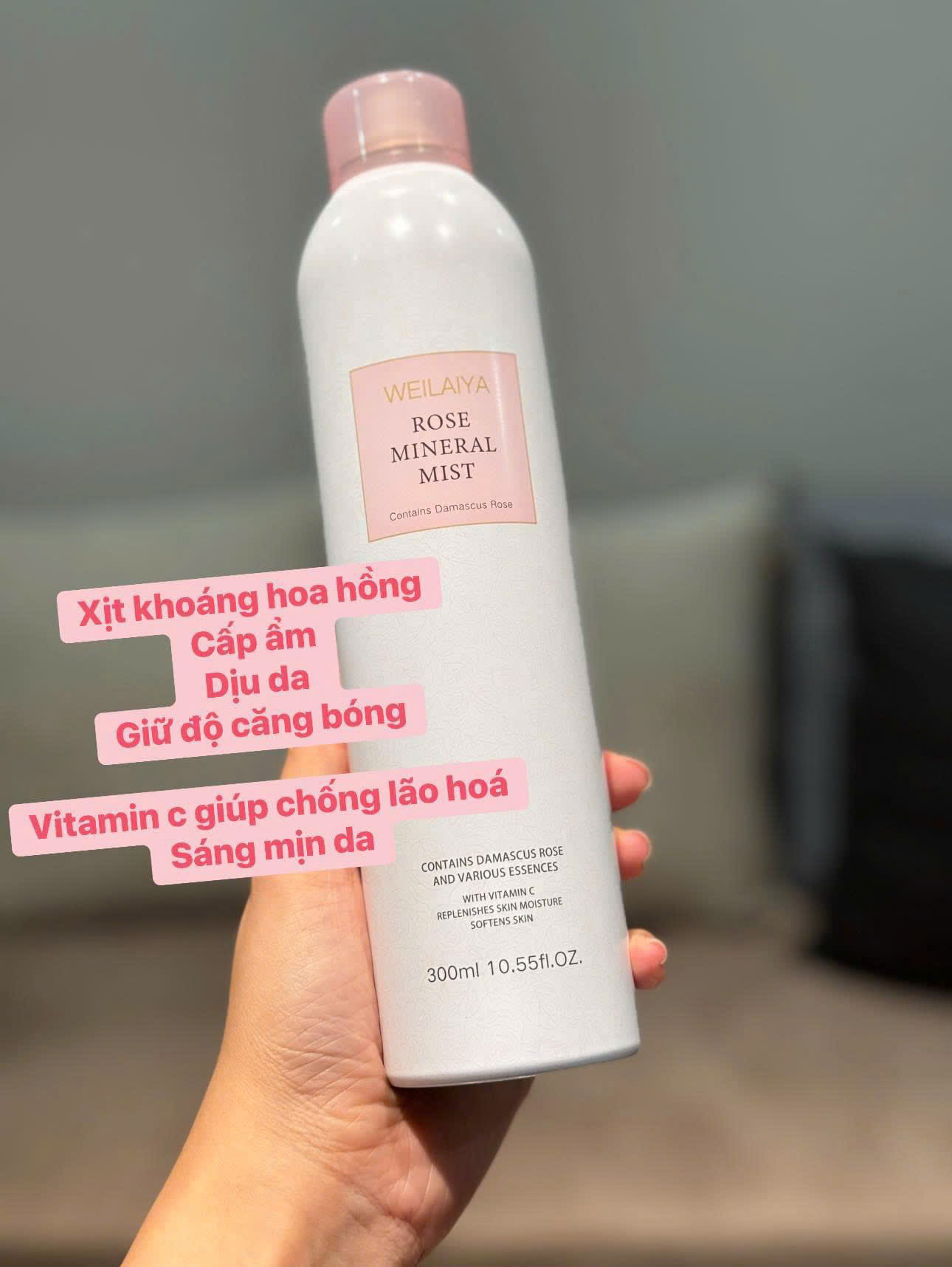 Mô tả Xịt khoáng hoa hồng Damask Weilaiya giúp cấp ẩm sâu làm dịu dưỡng da khỏe ngừa lão hóa cho da - 2