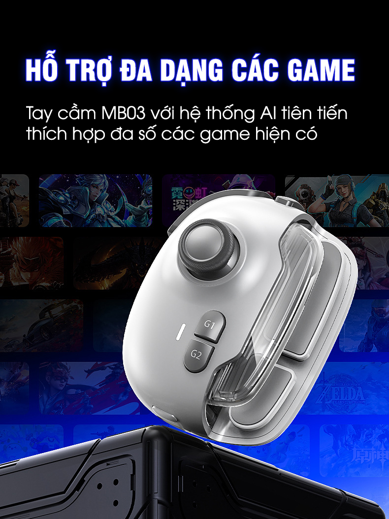 Mô tả Tay cầm giả lập MEMO MB03 phiên bản pro thế hệ mới hỗ trợ ghìm tâm nút ghi hình macro bấm combo liên quân COD FF MLBB - 2