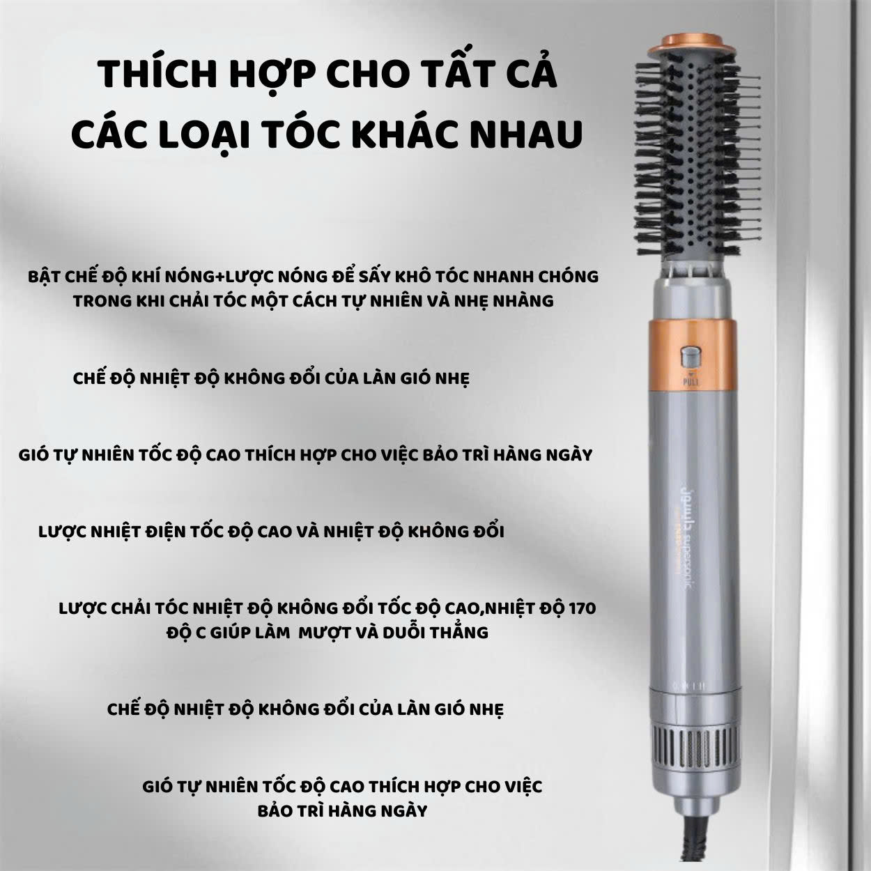 Mô tả Lược điện tạo kiểu tóc ENZO 4133, 4144 lược chải tóc ion âm 6 trong 1, Bảo Hành 5 Năm - 2