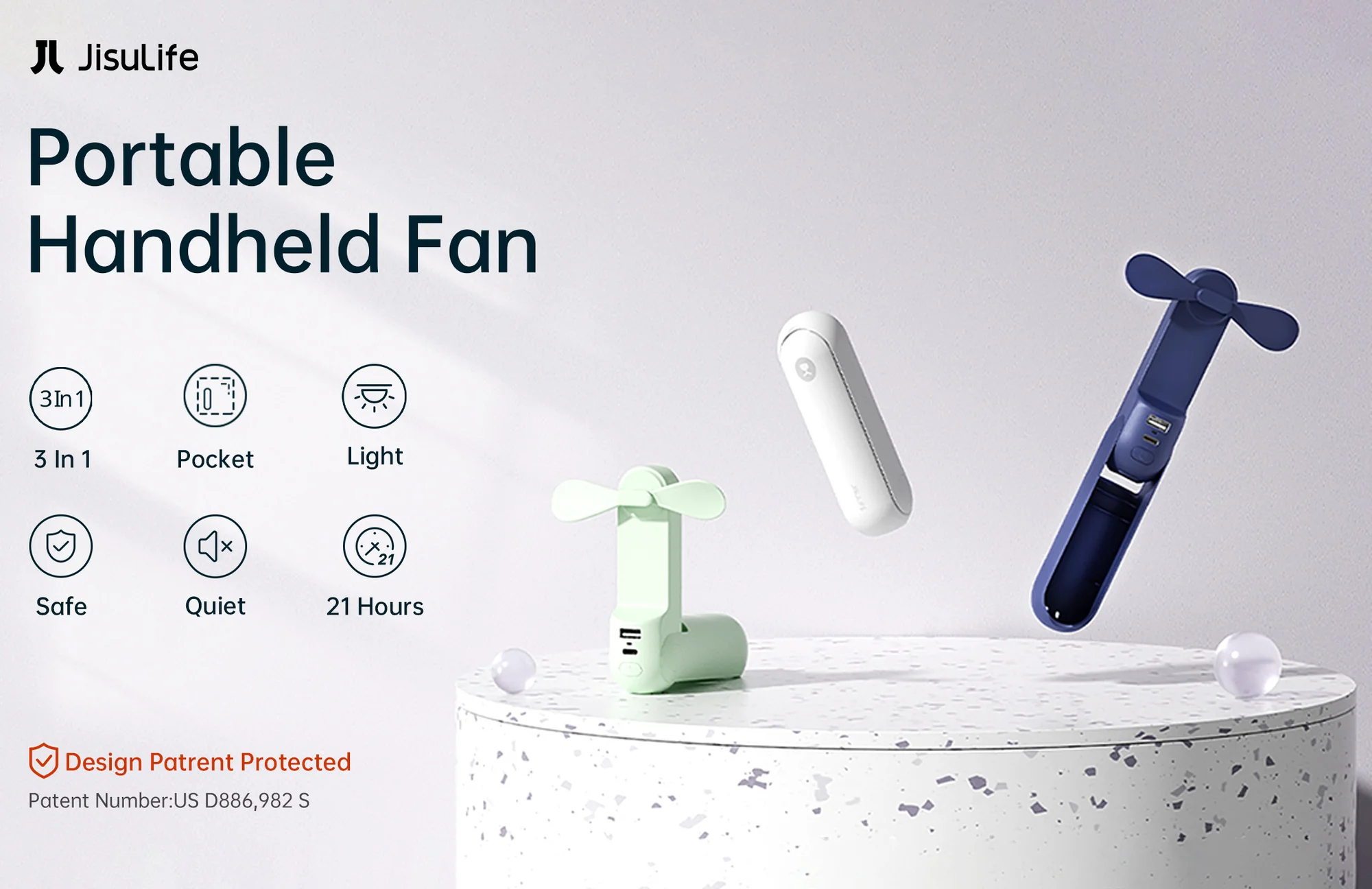 Mô tả Quạt Cầm Tay 3 in 1 JISULIFE F8X Plus 4500mAh Tích Hợp Sạc Dự Phòng - Đèn Pin Siêu Sáng Bảo Hành 12 tháng - 1