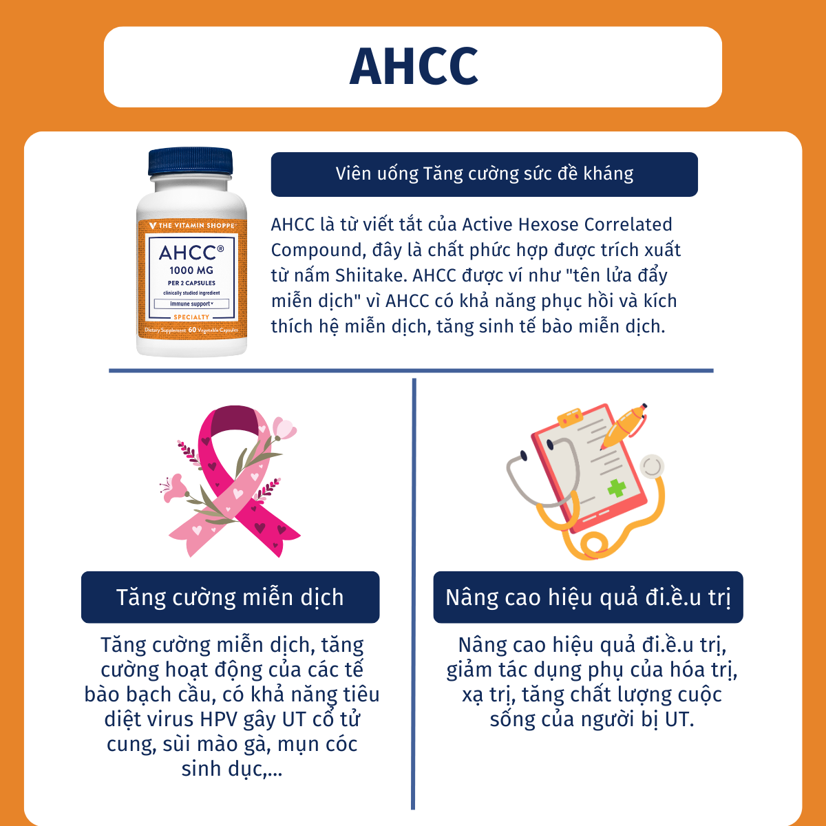 Mô tả Viên Uống Tăng Sức Đề Kháng & Tế Bào Miễn Dịch The Vitamin Shoppe AHCC 1000MG 60 viên - 2