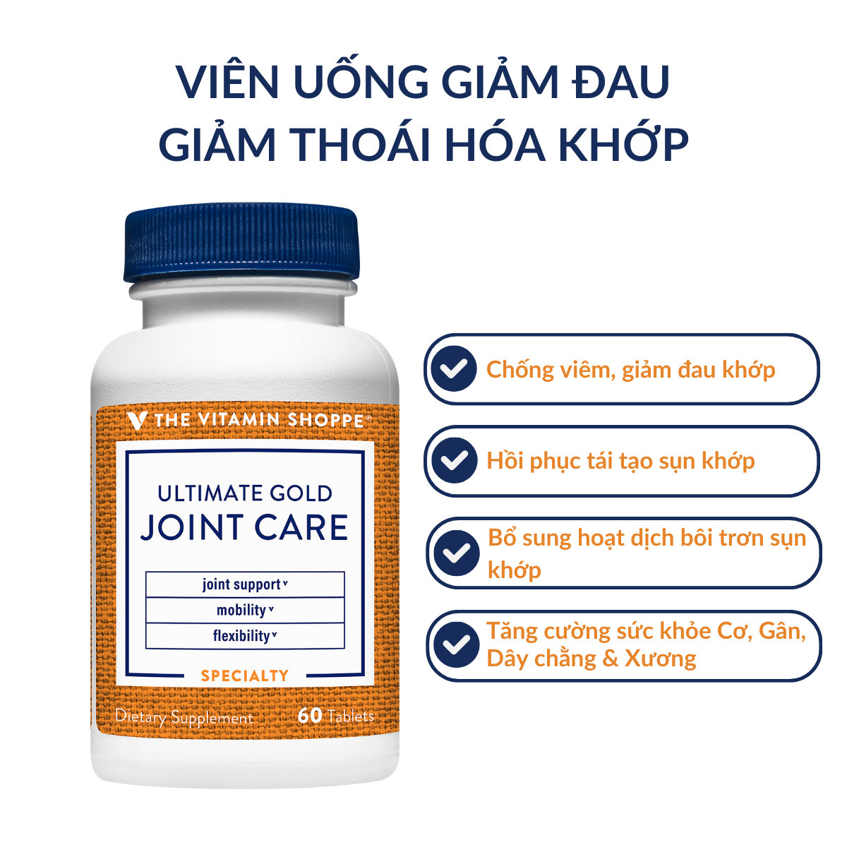 Mô tả Viên uống giảm đau, thoái hóa Khớp The Vitamin Shoppe ULTIMATE GOLD JOINT-CARE 60 viên - 1