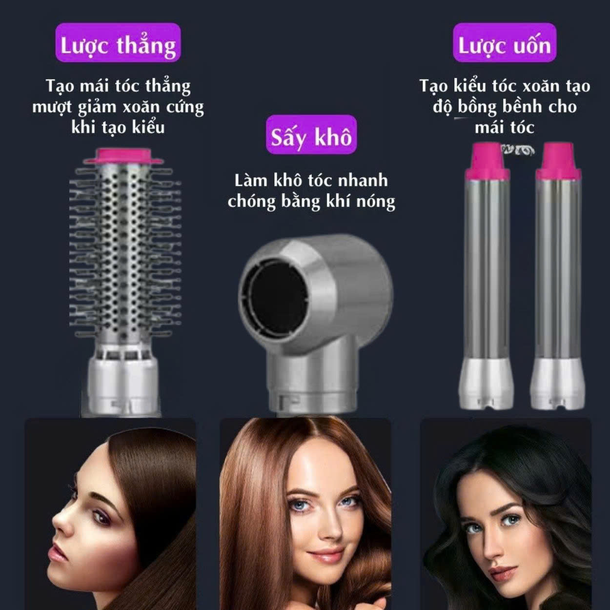 Mô tả Lược điện tạo kiểu tóc ENZO 4133, 4144 lược chải tóc ion âm 6 trong 1, Bảo Hành 5 Năm - 6