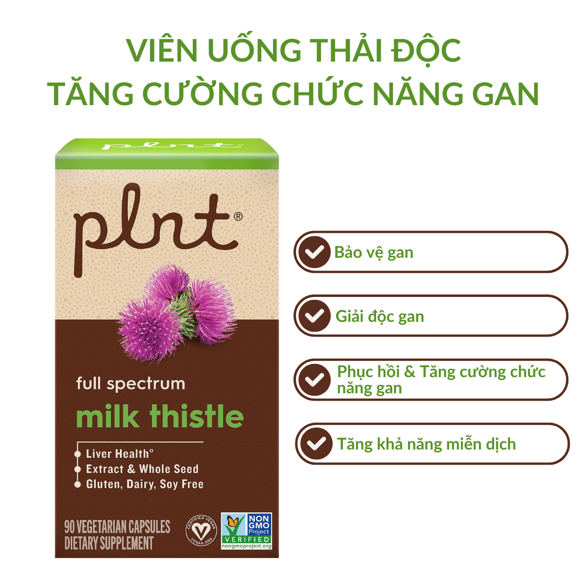 Mô tả Viên Uống Thải Độc, Tăng Cường Chức Năng Gan PLNT Milk Thistle chiết xuất kê sữa 90 viên - 1