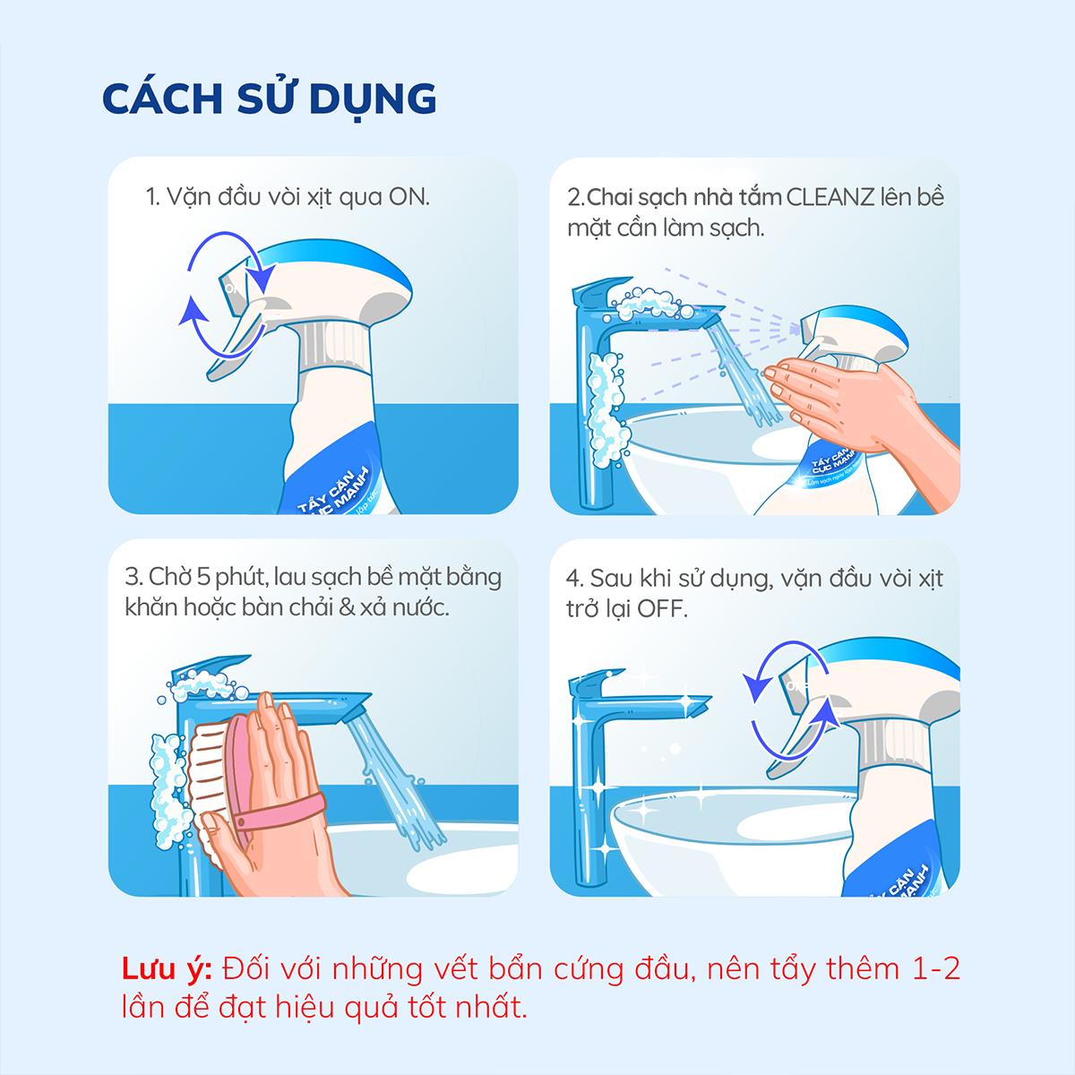 Mô tả Xịt Sạch Nhà Tắm Đa Năng CLEANZ Vệ Sinh Nhà Tắm Chống Ăn Mòn Inox Vệ Sinh Vòi Rửa,Vòi Sen,Vách Kính - 2