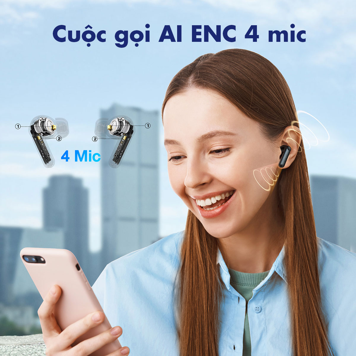 Mô tả Tai nghe Bluetooth Earfun Air Life kết nối app thời gian nghe 11h bluetooth 5.4 game mode 0,1s - 1