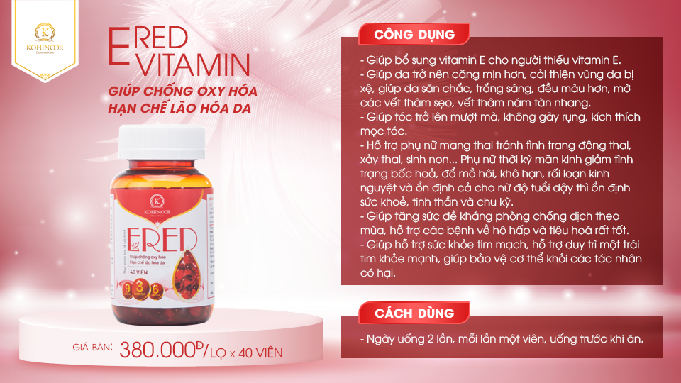 Mô tả Vitamin E đỏ ERED Kohinoor (40 viên) - 1