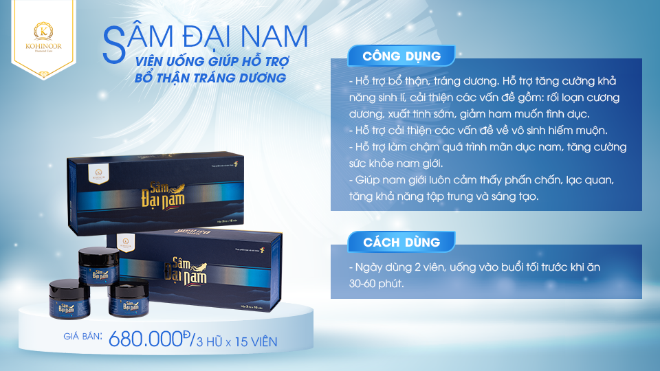 Mô tả Viên uống tăng cường sinh lý nam SÂM ĐẠI NAM Kohinoor (45 viên) - 1