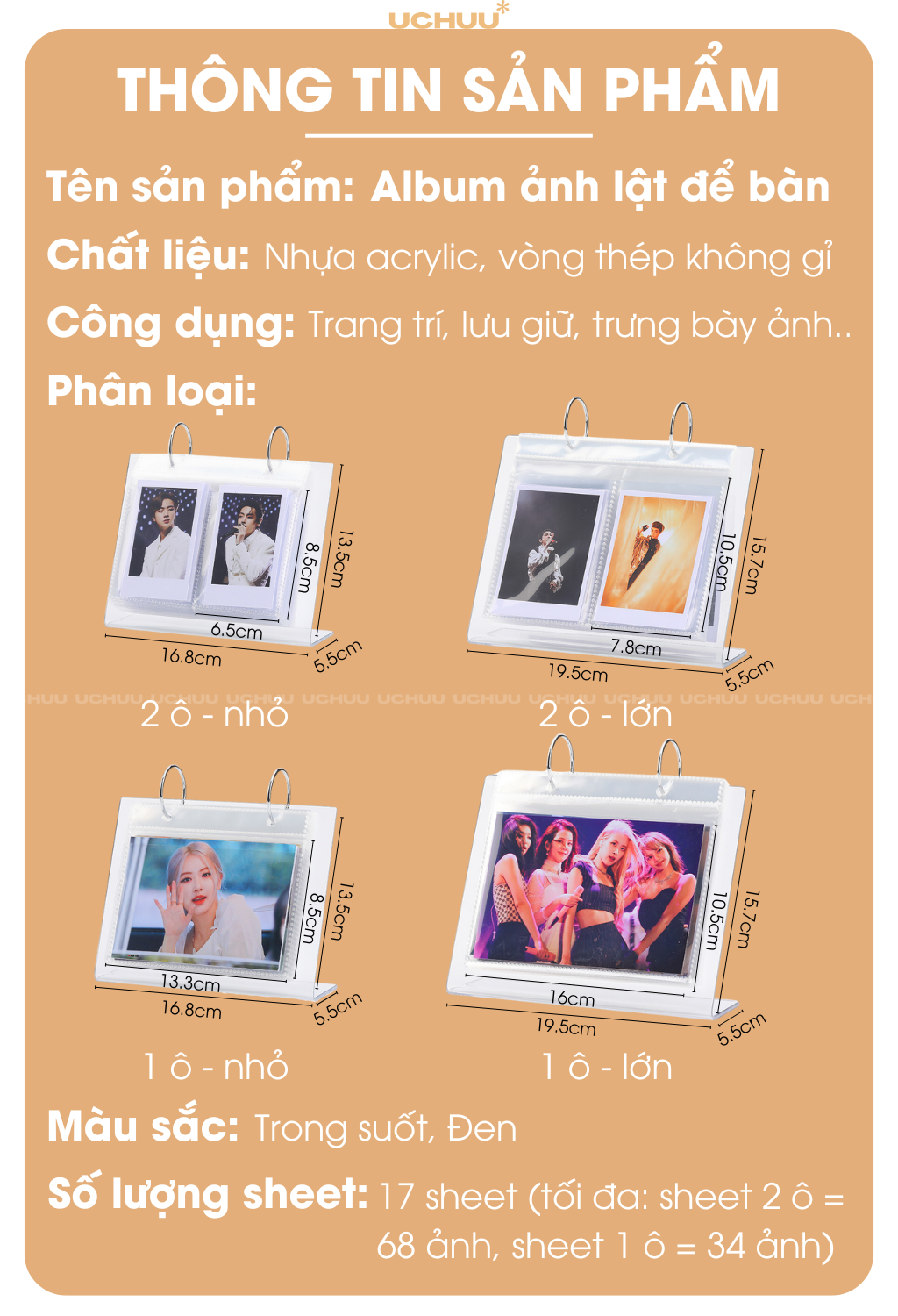 Album Ảnh Lật Để Bàn UCHUU Binder Sổ Trưng Bày Card Bo Góc, Sticker ...