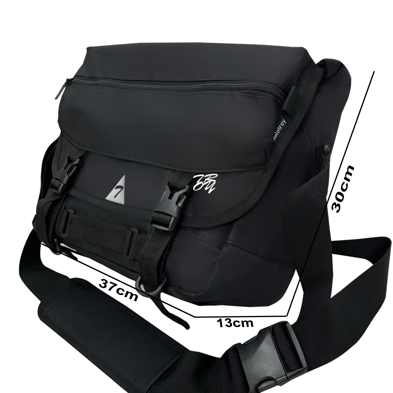 Mô tả Cặp nam đeo chéo TROY Jupiter phối nắp size 37x30x13cm đựng laptop 14inch, chất vải bố chống thấm - 2