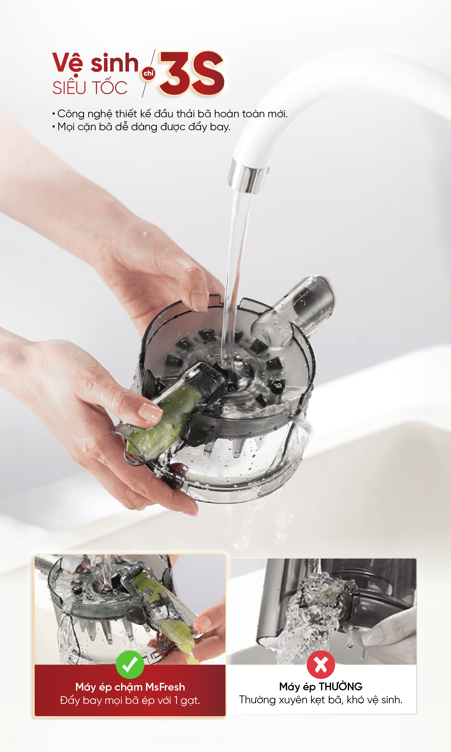 Mô tả Máy ép chậm Masuto MS Fresh công suất 150W - Ép Nguyên Quả Kiệt Bã, Ép Cần Tây, Rau Củ, Làm Kem - 6