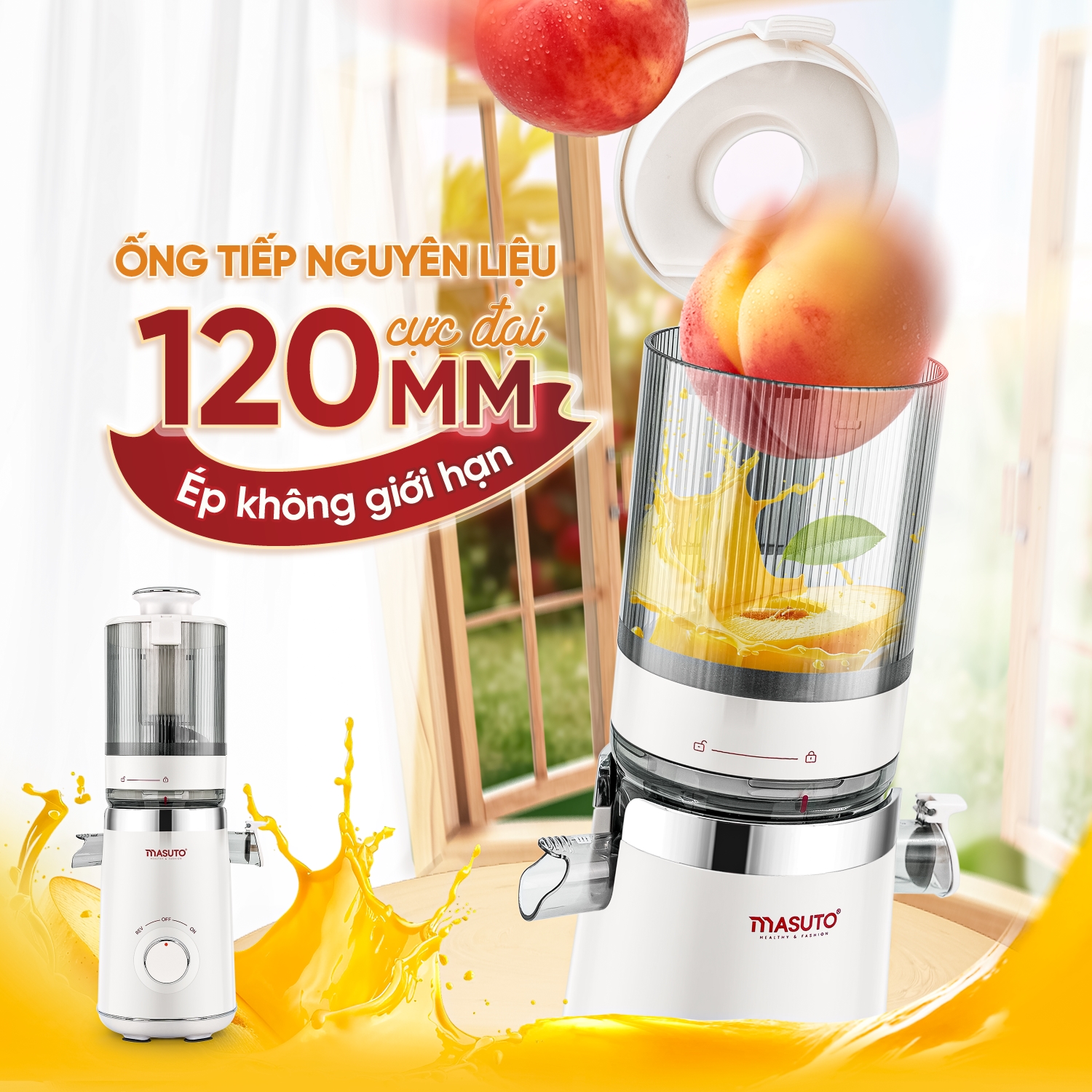 Mô tả Máy ép chậm Masuto MS Fresh công suất 150W - Ép Nguyên Quả Kiệt Bã, Ép Cần Tây, Rau Củ, Làm Kem - 2