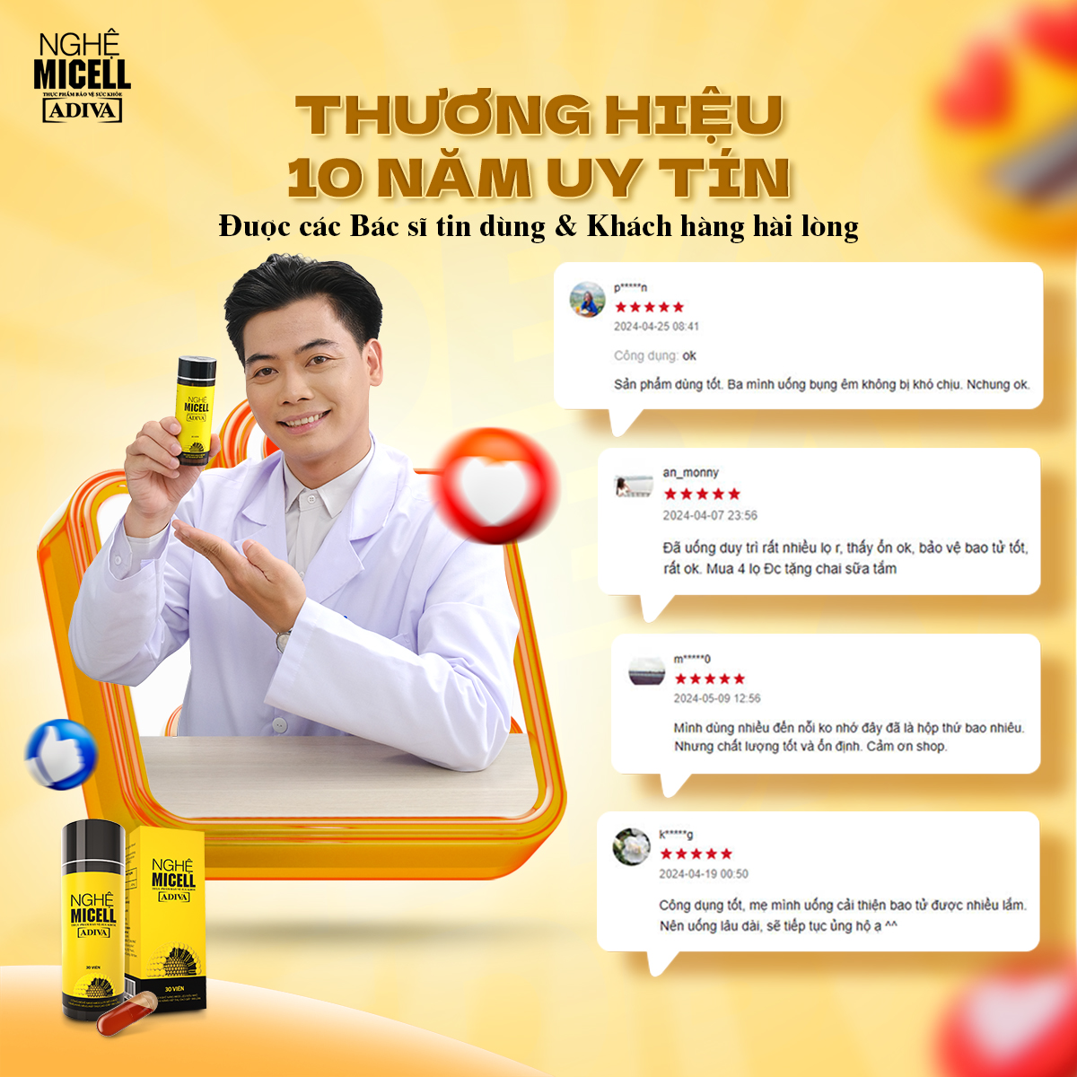 Mô tả Nghệ Micell ADIVA 14 Viên- Hỗ Trợ Các Vấn Đề Về Đau Bao Tử, Dạ Dày - 6