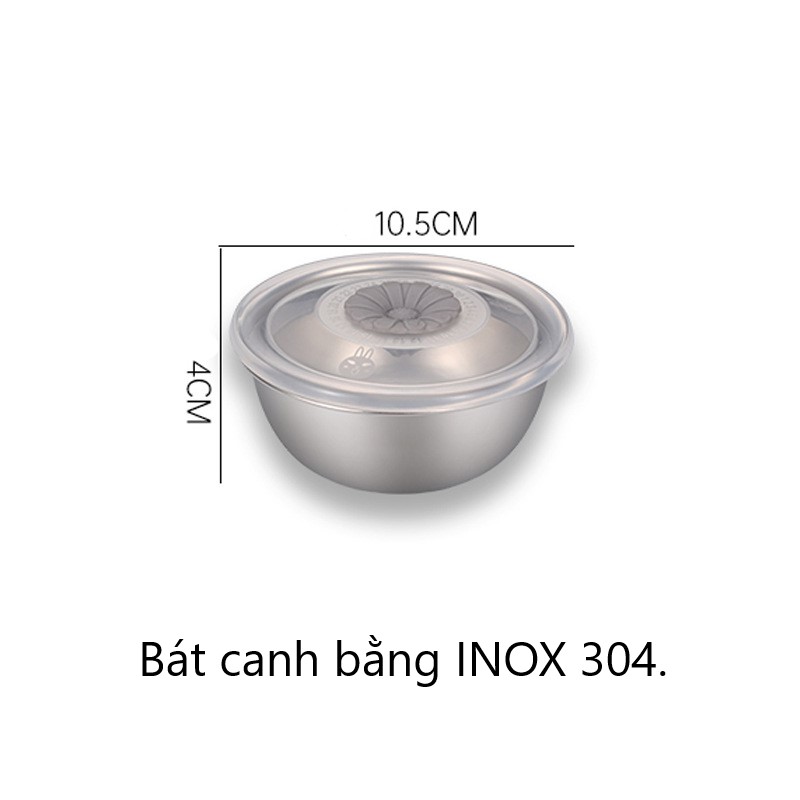 Bát canh Inox 304 NHỎ gọn cho được vào hộp cơm nắp chống rò rỉ, Tô súp ...