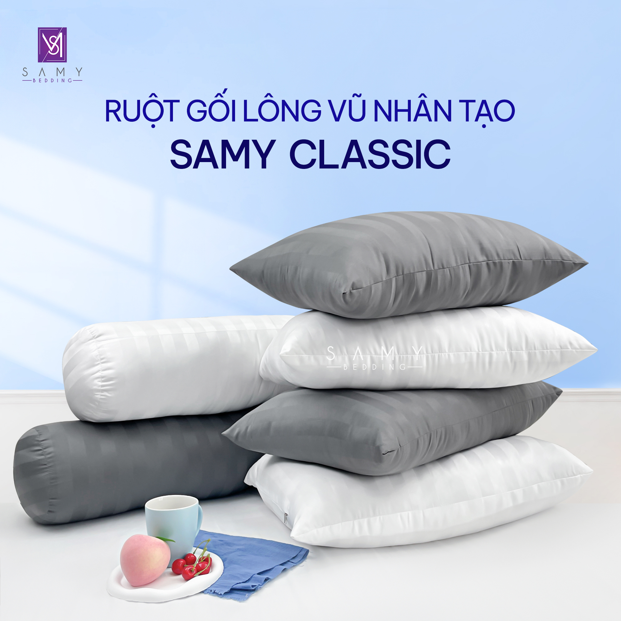 Mô tả Ruột Gối Nằm Classic Lông vũ Nhân tạo SAMY BEDDING êm ái nâng đỡ - 1