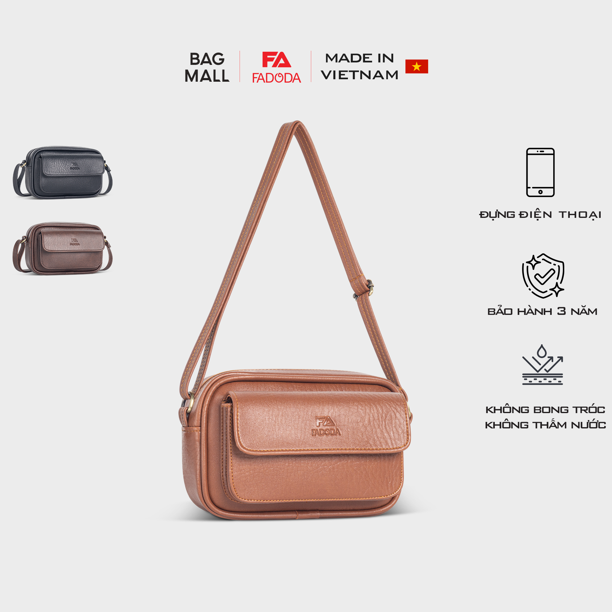 Mô tả Túi đeo chéo da Unisex dáng ngang FADODA FN11 - 1