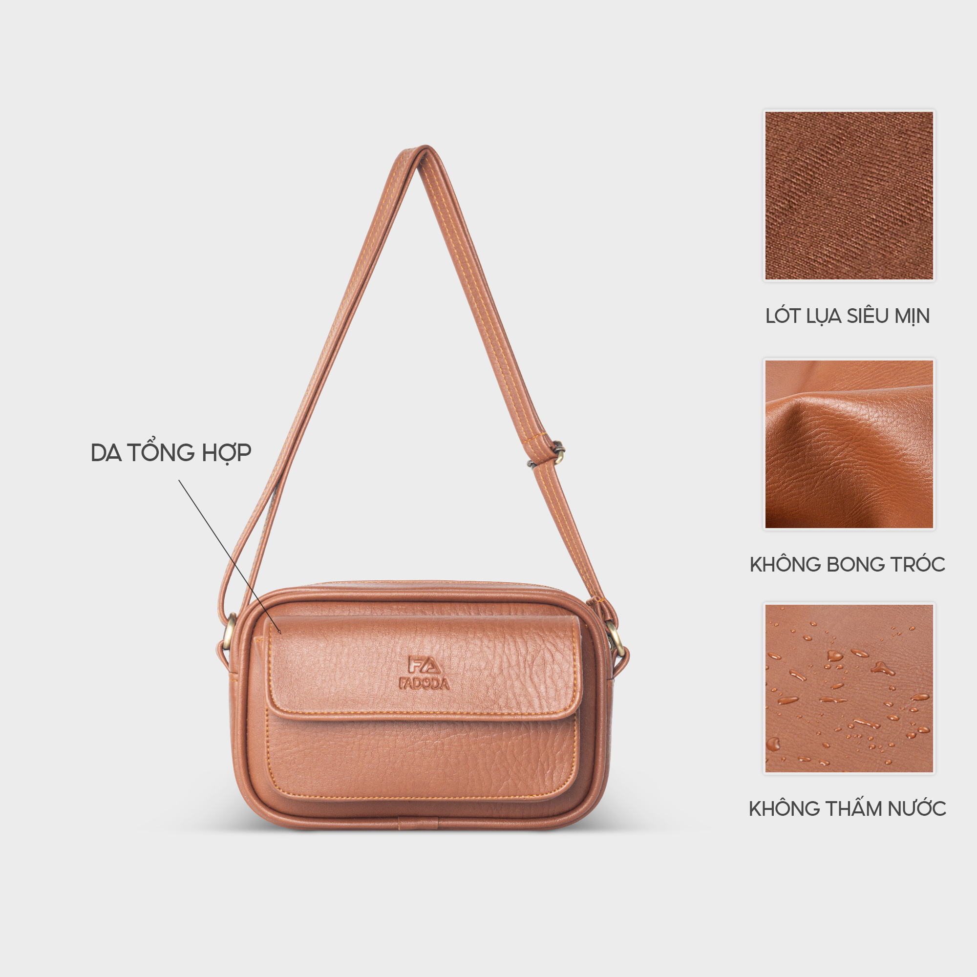 Mô tả Túi đeo chéo da Unisex dáng ngang FADODA FN11 - 3