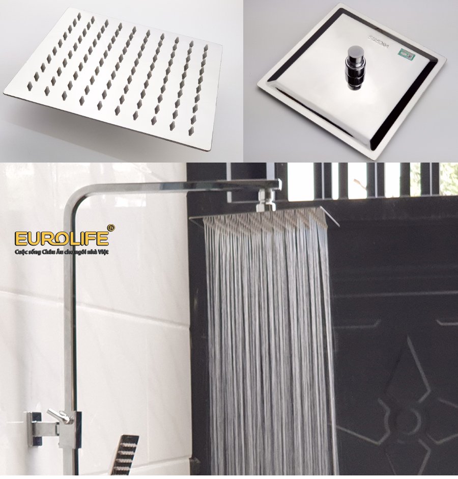 Bộ cây sen nóng lạnh Đồng mạ Chrome Eurolife EL-SC910 (Trắng bạc ...
