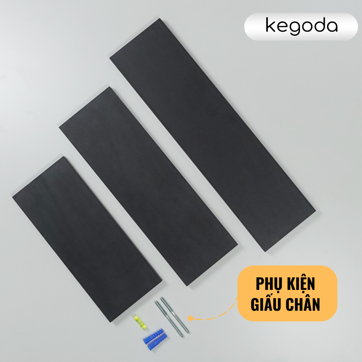 Mô tả Kệ Gỗ Thanh Ngang Treo Tường Trang Trí Màu Đen Thương Hiệu KEGODA KT56 - 1