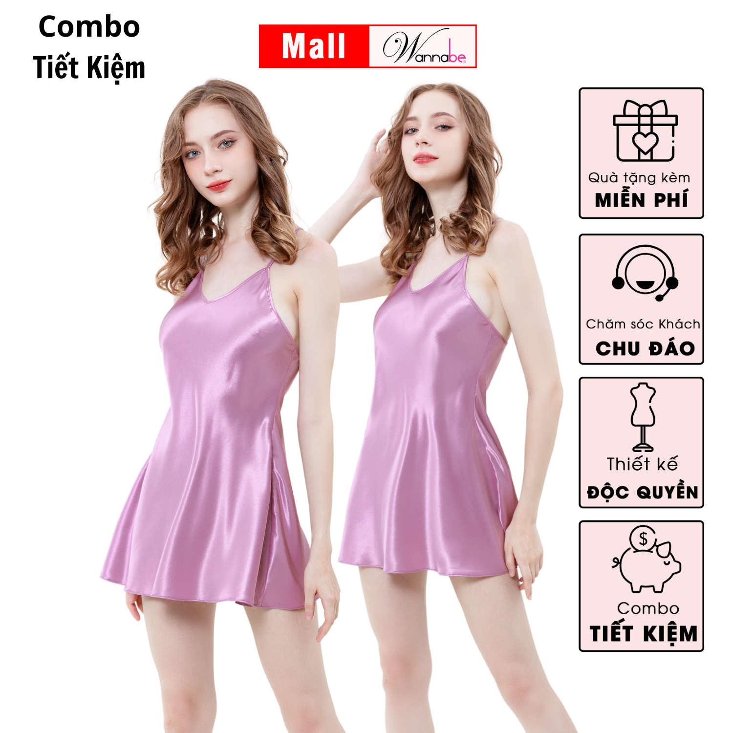Mô tả Combo váy ngủ lụa mềm mịn WANNABE đầm ngủ quyến rũ từng chi tiết, thanh lịch từng khoảng khắc DNS86 - 6