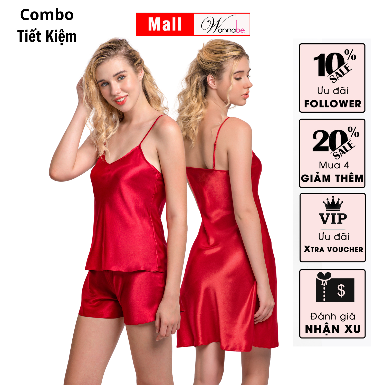Mô tả Combo váy ngủ + bộ đùi nữ lụa mềm mịn WANNABE sự kết hợp hoàn hảo vừa tiết kiệm cho phái đẹp DNBS612 - 7