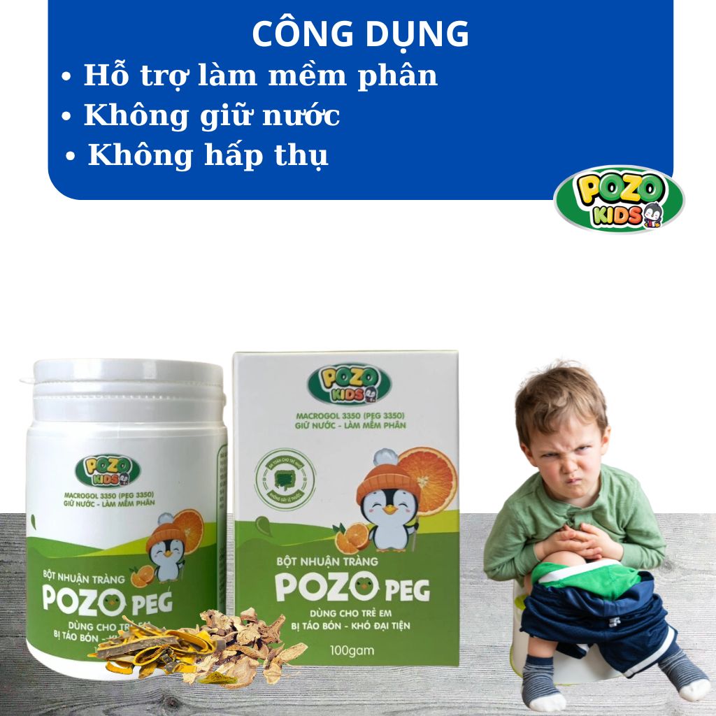 Mô tả Bột Nhuận Tràng Pozo kids Peginpol PEG3350 - Hỗ Trợ Giảm Táo Bón Cho Bé Bị Táo Bón Lâu Ngày - Hộp 100gr - 3