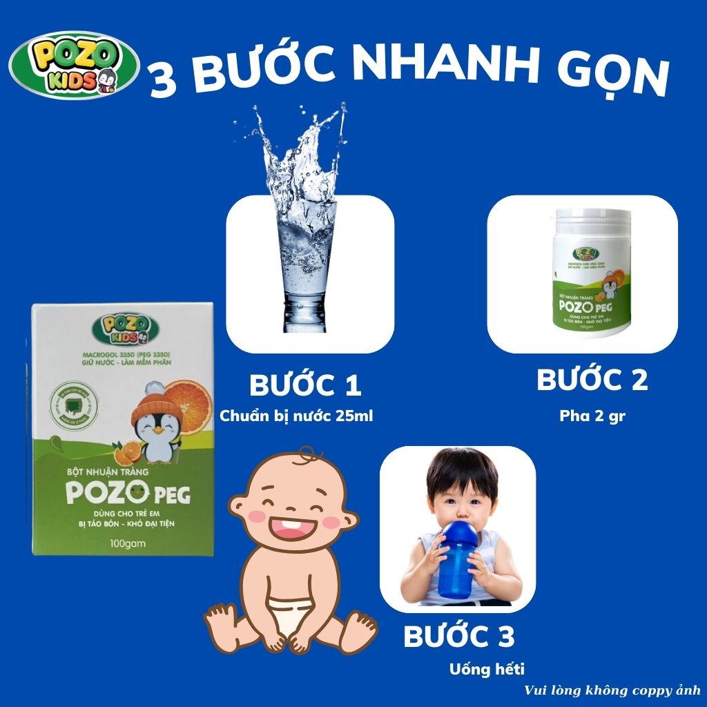 Mô tả Bột Nhuận Tràng Pozo kids Peginpol PEG3350 - Hỗ Trợ Giảm Táo Bón Cho Bé Bị Táo Bón Lâu Ngày - Hộp 100gr - 4