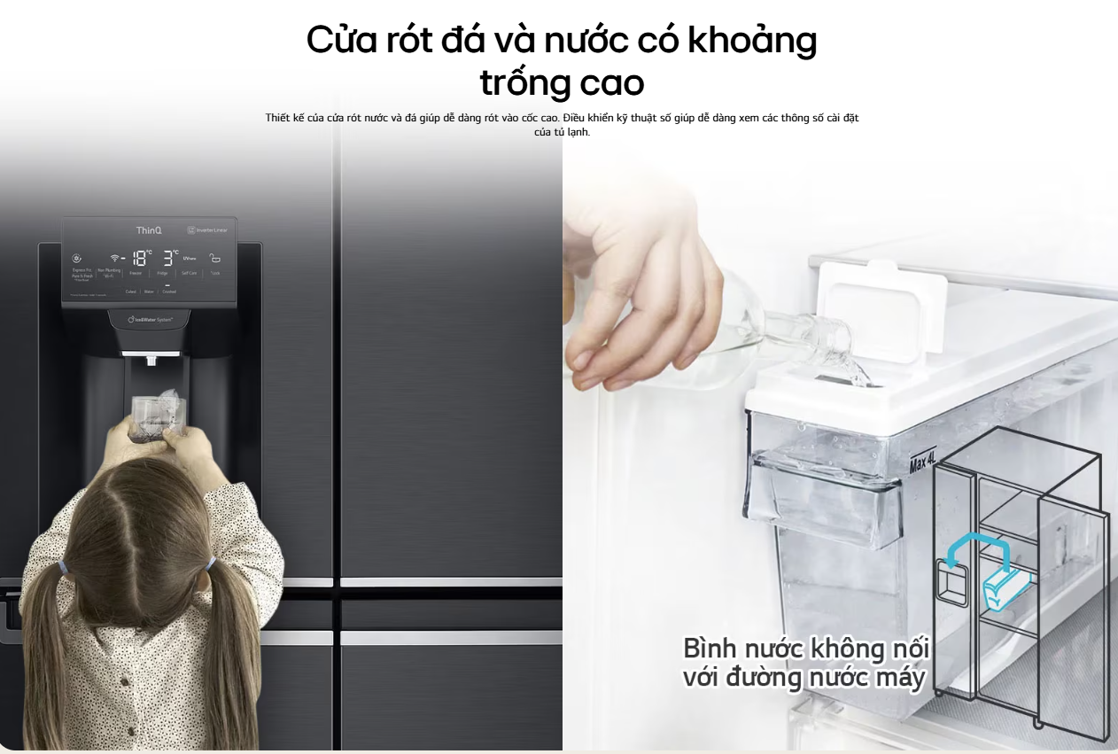 Mô tả Tủ lạnh LG French Door - lấy nước ngoài UVnano 494L màu đen GR-D22MBI - 7