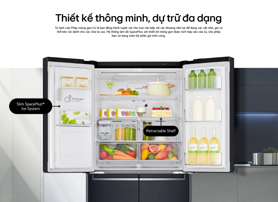 Mô tả Tủ lạnh LG French Door - lấy nước ngoài UVnano 494L màu đen GR-D22MBI - 8