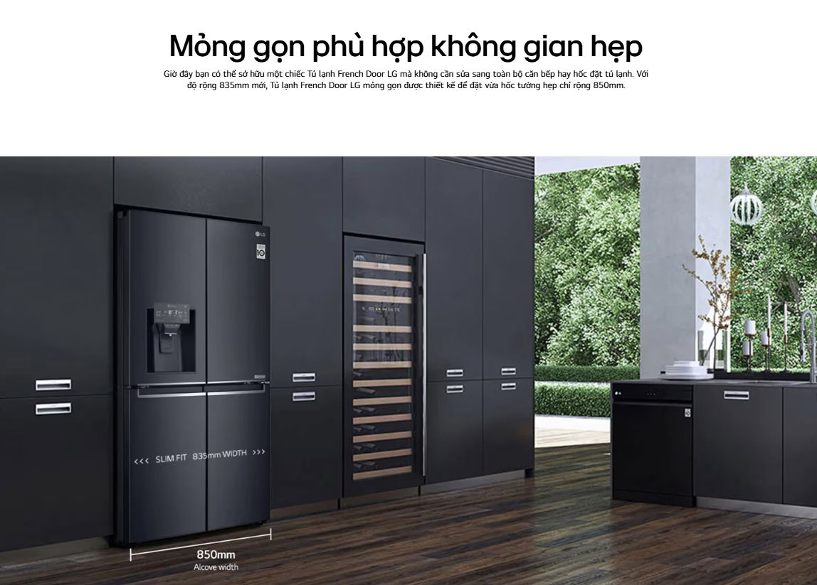 Mô tả Tủ lạnh LG French Door - lấy nước ngoài UVnano 494L màu đen GR-D22MBI - 1