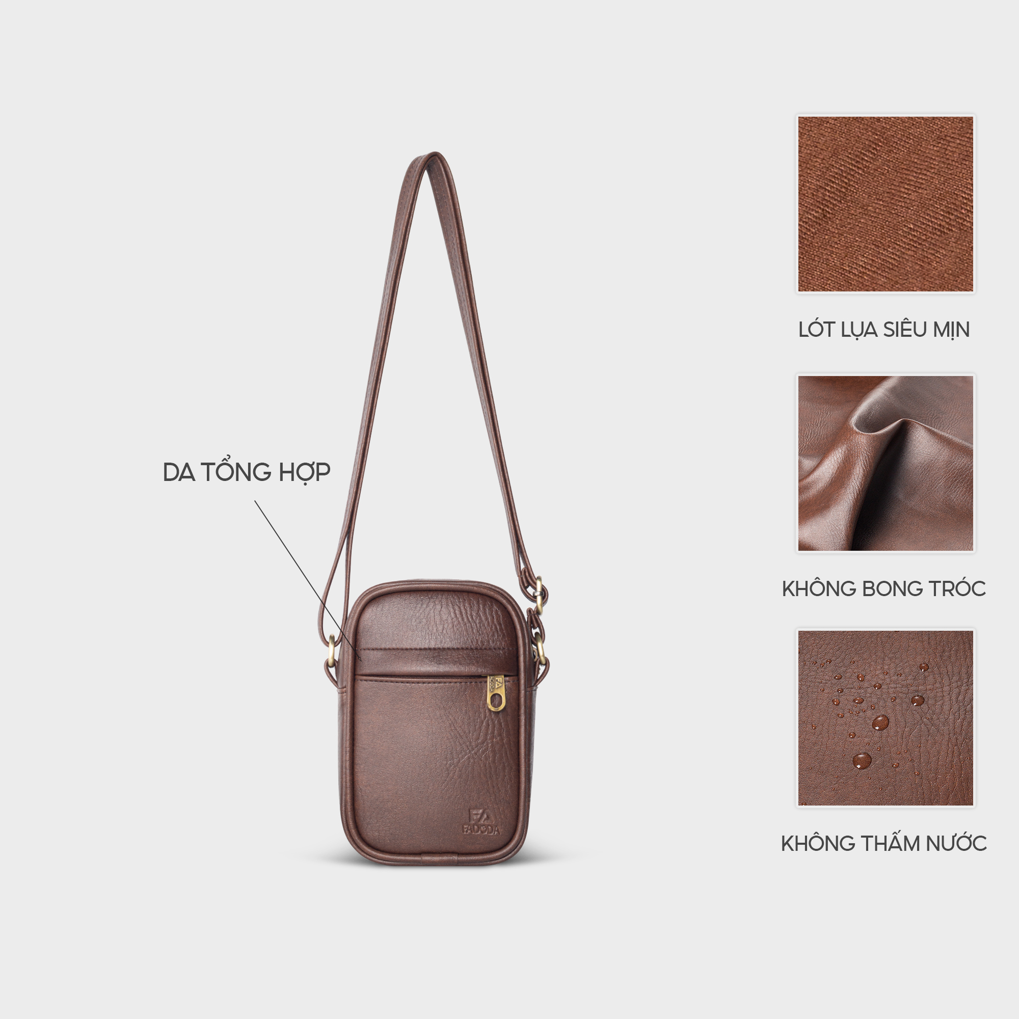 Mô tả Túi đeo chéo mini unisex đựng điện thoại thời trang FADODA FN12 - 3