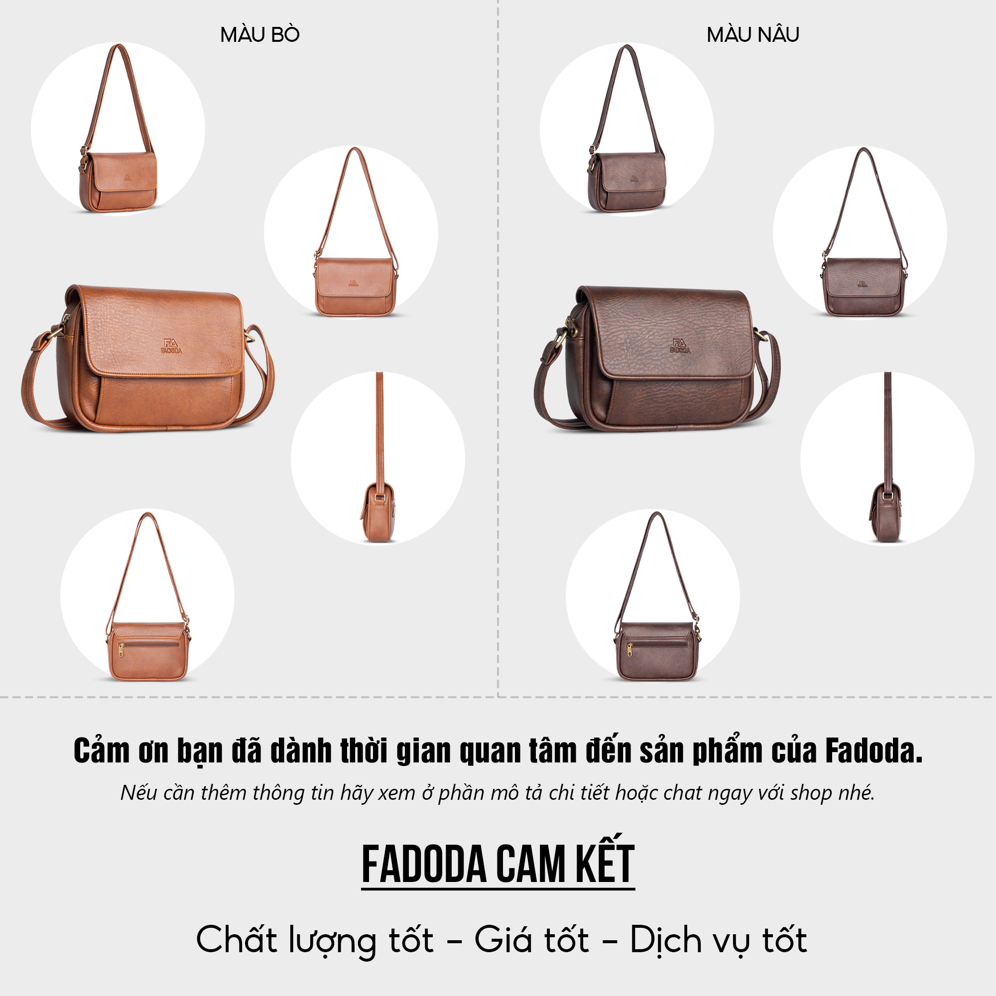Mô tả Túi đeo chéo da thời trang cao cấp nhiều ngăn Fadoda FN22 - 7