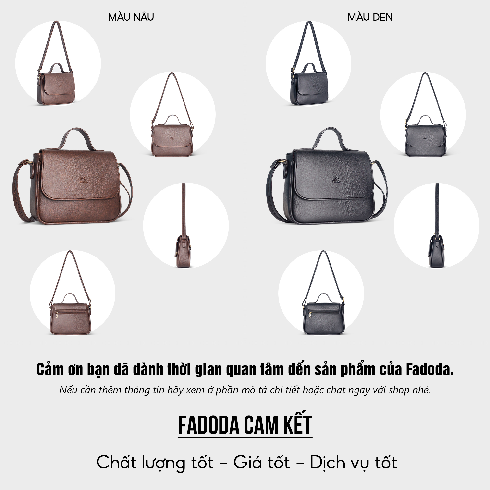 Mô tả Túi da tổng hợp cao cấp đeo chéo nữ cỡ lớn Fadoda FN26 - 8